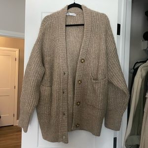 Tan oversized zara cardigan